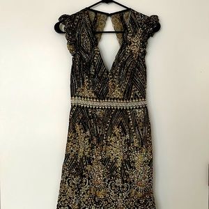 Hello Molly Black Gold Sequin Dress